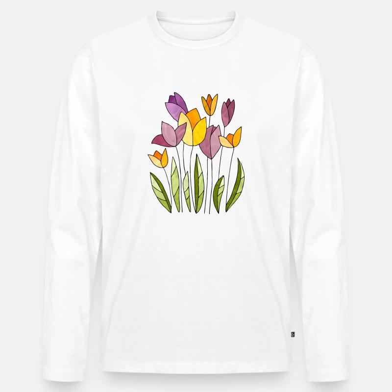 Blumen - Männer Premium Bio Langarmshirt - Weiß