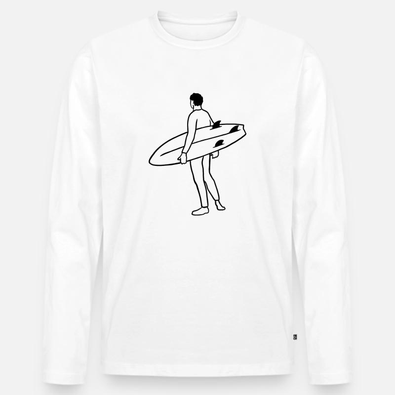 Surfer 1 - Männer Premium Bio Langarmshirt - Weiß