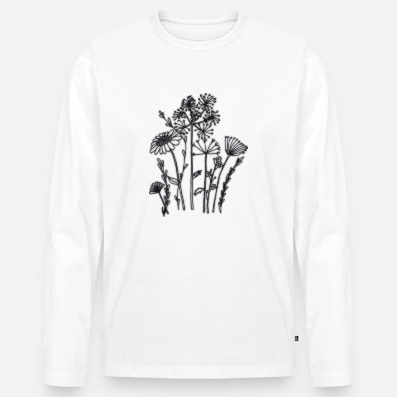 trockenblumen schwarz - Männer Premium Bio Langarmshirt - Weiß
