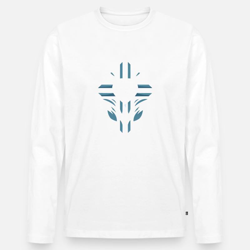 Kreuz mit Herz - Männer Premium Bio Langarmshirt - Weiß