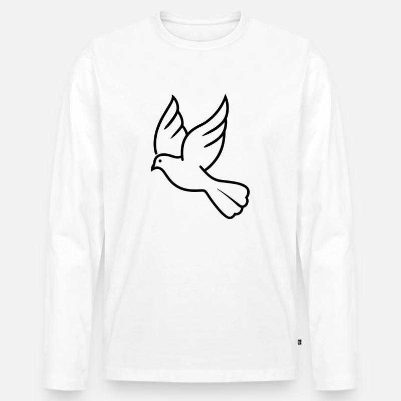 Taube - Männer Premium Bio Langarmshirt - Weiß