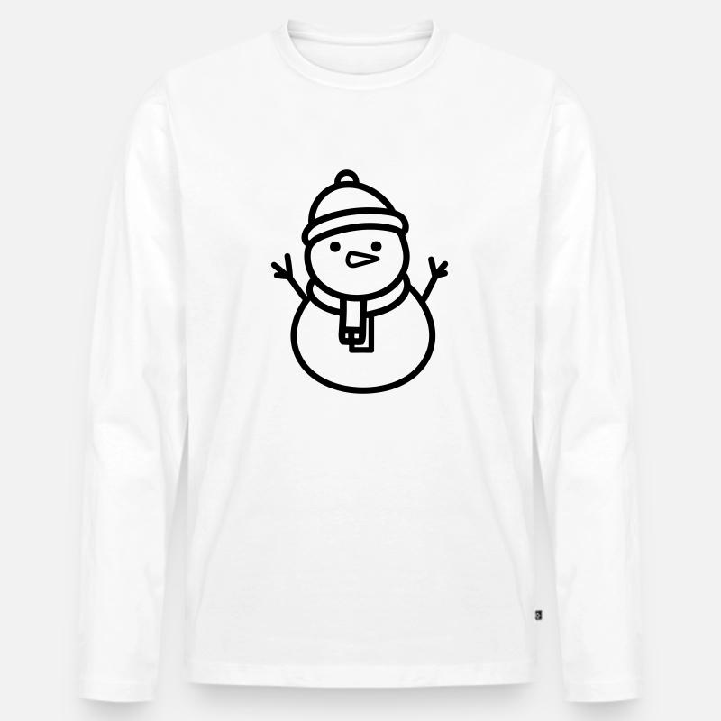 Schneemann - Männer Premium Bio Langarmshirt - Weiß