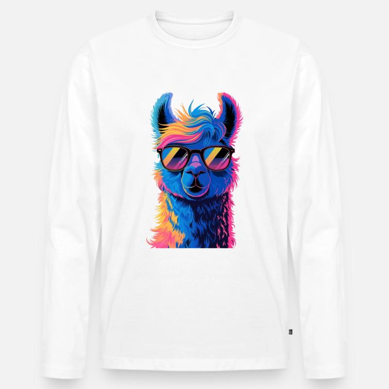 Alpaka Llama - Männer Premium Bio Langarmshirt - Weiß