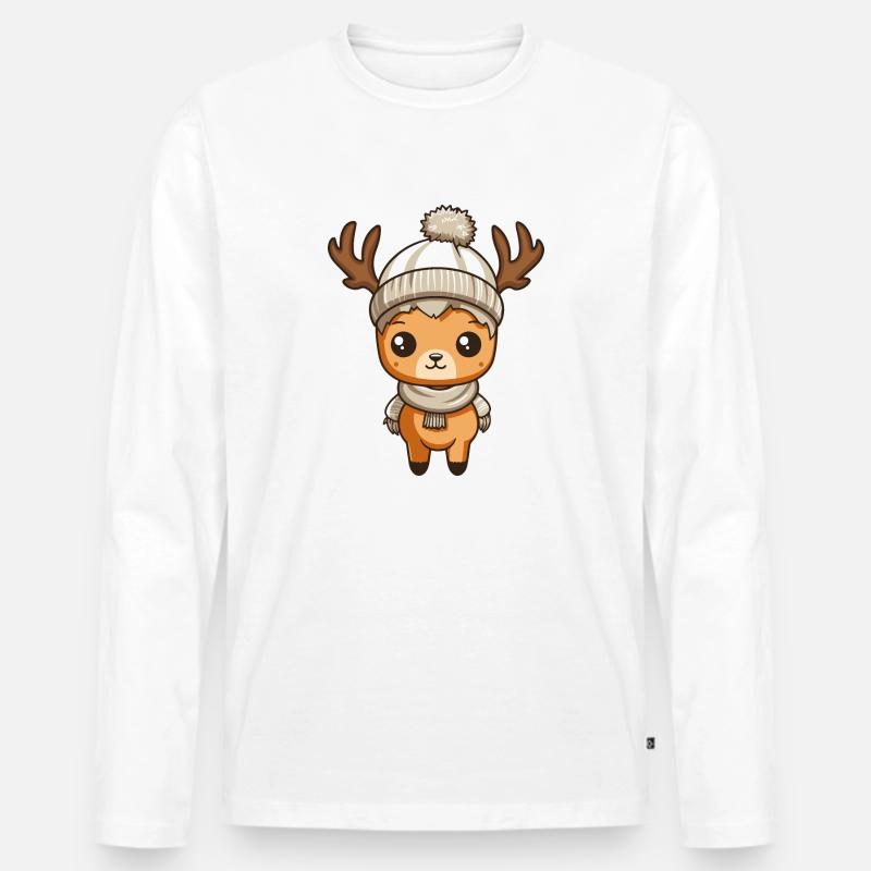 reh reindeer comic - Männer Premium Bio Langarmshirt - Weiß