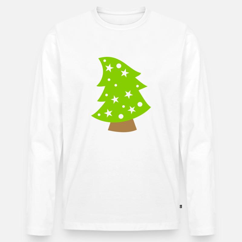 Weihnachtsbaum - Männer Premium Bio Langarmshirt - Weiß