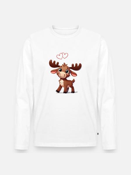 Moose Comic Love - Men's Premium Organic Long Sleeve Shirt - white