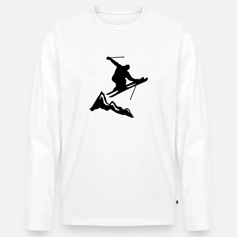 ski jump with mountains - Männer Premium Bio Langarmshirt - Weiß