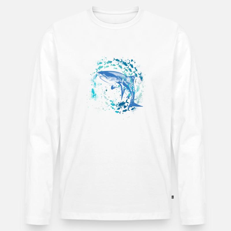 fischschwarm,fische,malerei,graffiti,Hai - Männer Premium Bio Langarmshirt - Weiß
