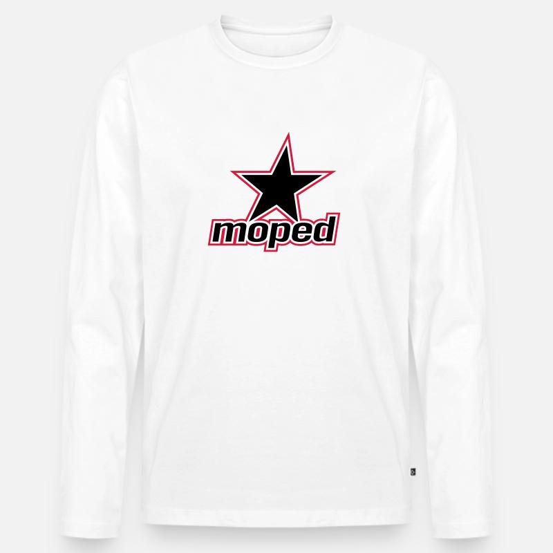 Moped Star (3c) - Männer Premium Bio Langarmshirt - Weiß