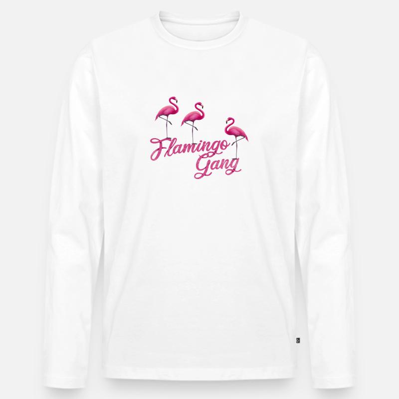 Flamingo Gang - Männer Premium Bio Langarmshirt - Weiß
