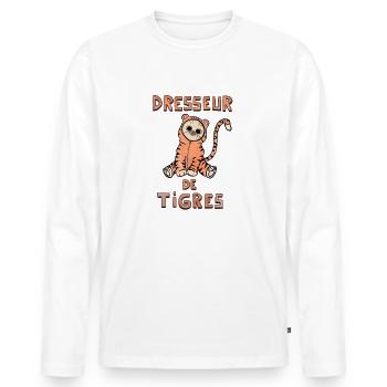 Dresseur de tigres - T-shirt manches longues Premium bio Homme - blanc - Devant - Nico (187cm)