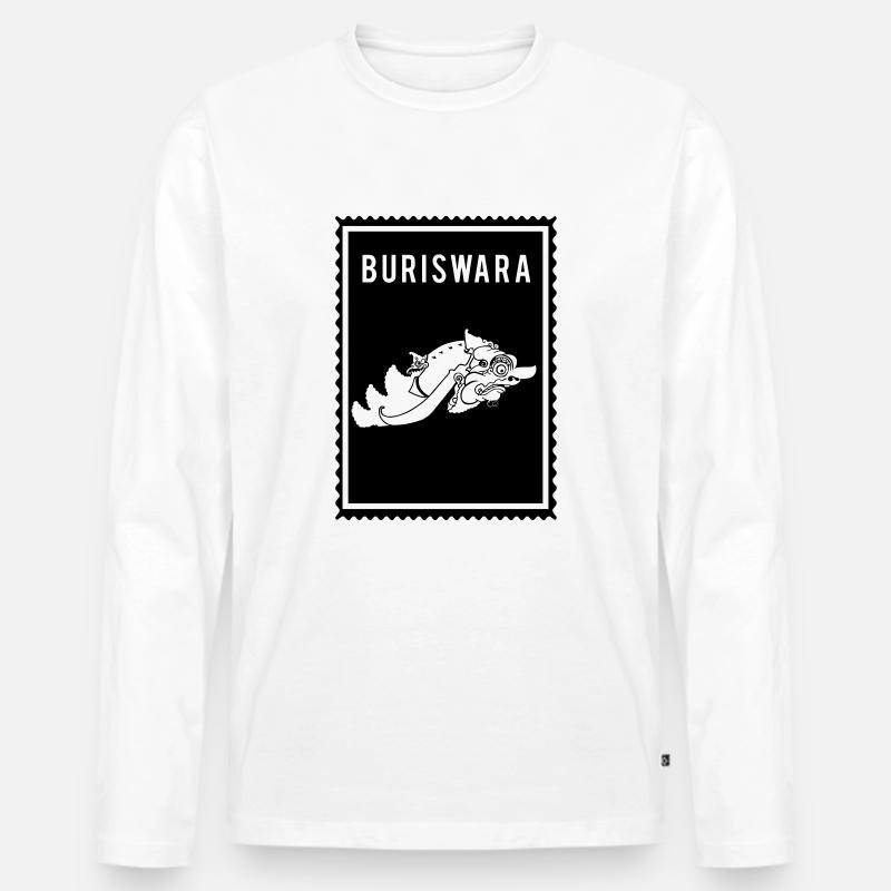 Buriswara - Wayang - Männer Premium Bio Langarmshirt - Weiß