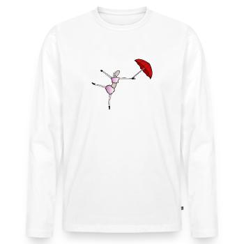 Schaf tanzt mit Regenschirm - Männer Premium Bio Langarmshirt - Weiß - Vorne - Nico (187cm)