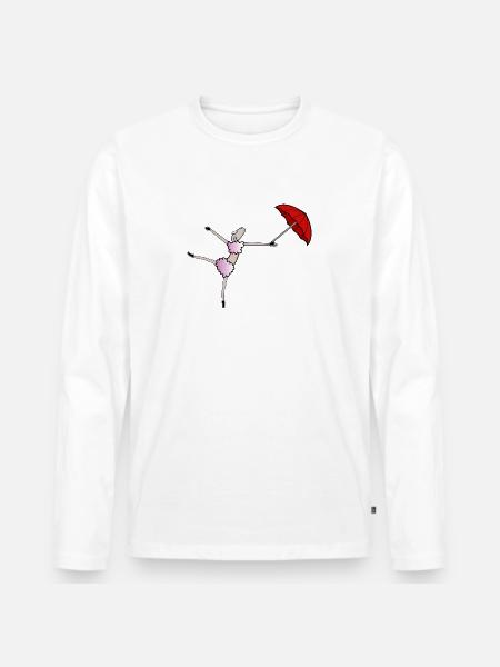 Sheep dancing with umbrella - Men's Premium Organic Long Sleeve Shirt - white