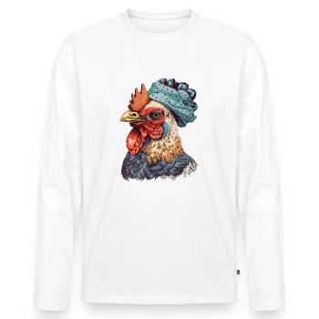 Beautiful rooster - Men's Premium Organic Long Sleeve Shirt - white - Front - Nico (187cm)