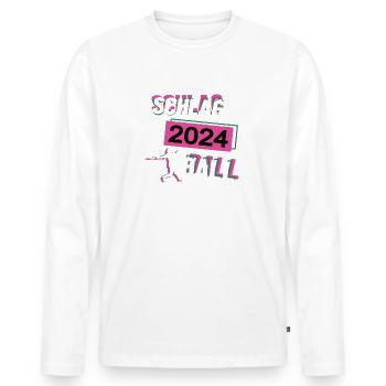 Schlagball 2024 Schlagballerin Schlagballspielerin - Männer Premium Bio Langarmshirt - Weiß - Vorne - Nico (187cm)
