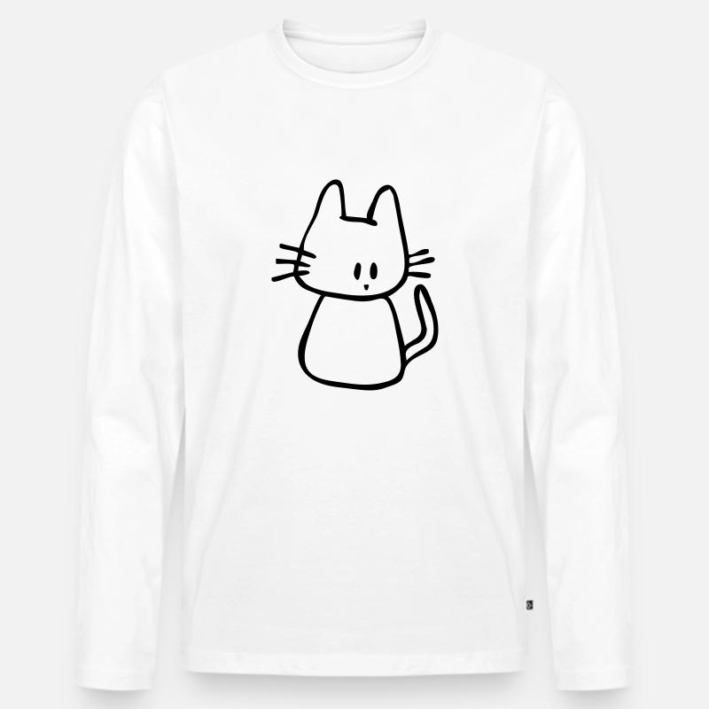 Katze - Männer Premium Bio Langarmshirt - Weiß