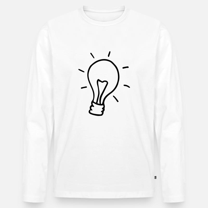 Glühbirne,hell,Lampe,Glühlampe,Birne, - Männer Premium Bio Langarmshirt - Weiß