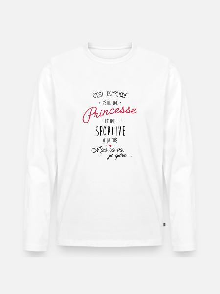 Princesse et sportive - T-shirt manches longues Premium bio Homme - blanc