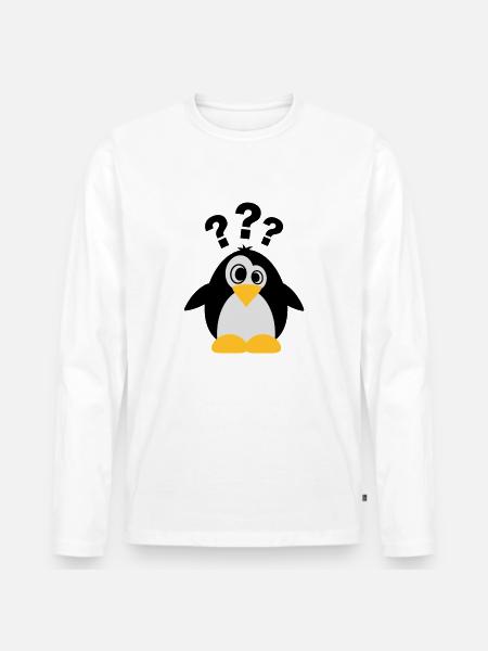 Dummer Pinguin - Männer Premium Bio Langarmshirt - Weiß