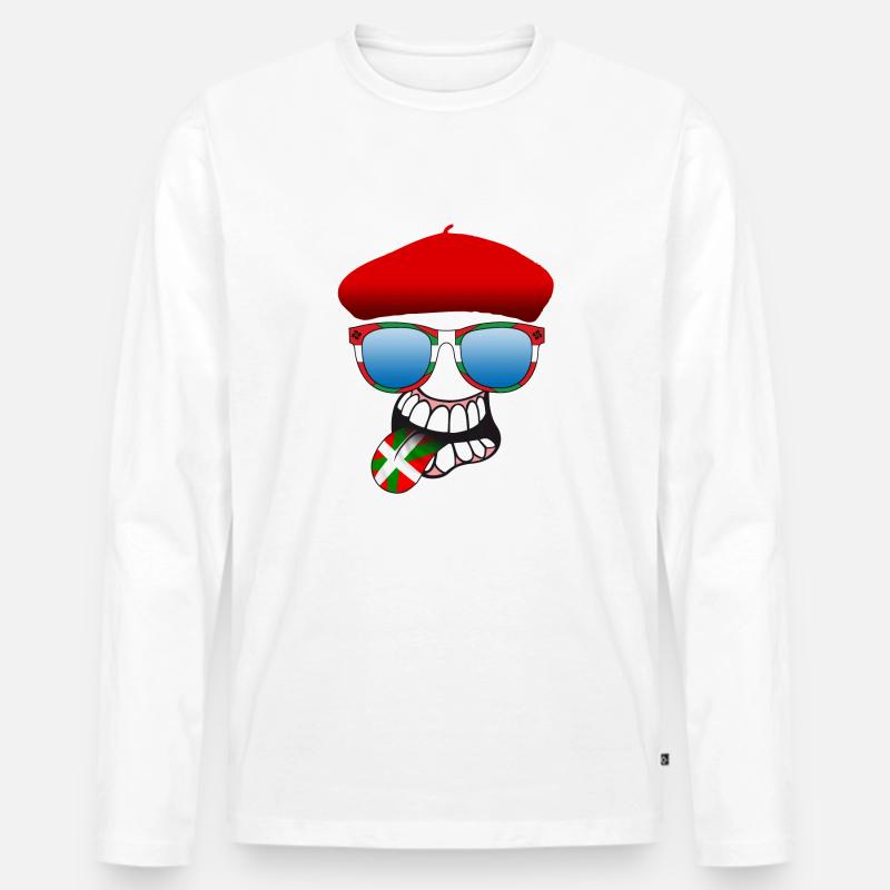 Baskische smiley 6 - Männer Premium Bio Langarmshirt - Weiß