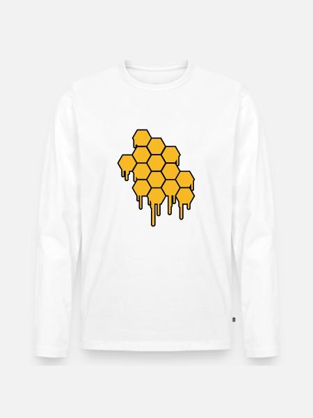Honeycombs Pattern - Men's Premium Organic Long Sleeve Shirt - white