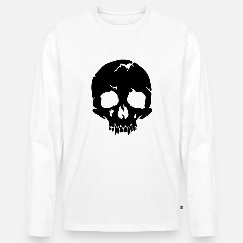 Skull - Männer Premium Bio Langarmshirt - Weiß