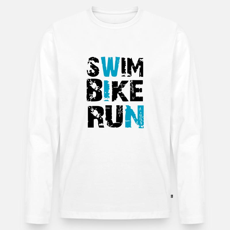 Triathlon - Männer Premium Bio Langarmshirt - Weiß