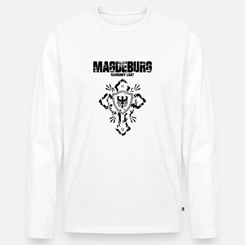 Magdeburg - Männer Premium Bio Langarmshirt - Weiß