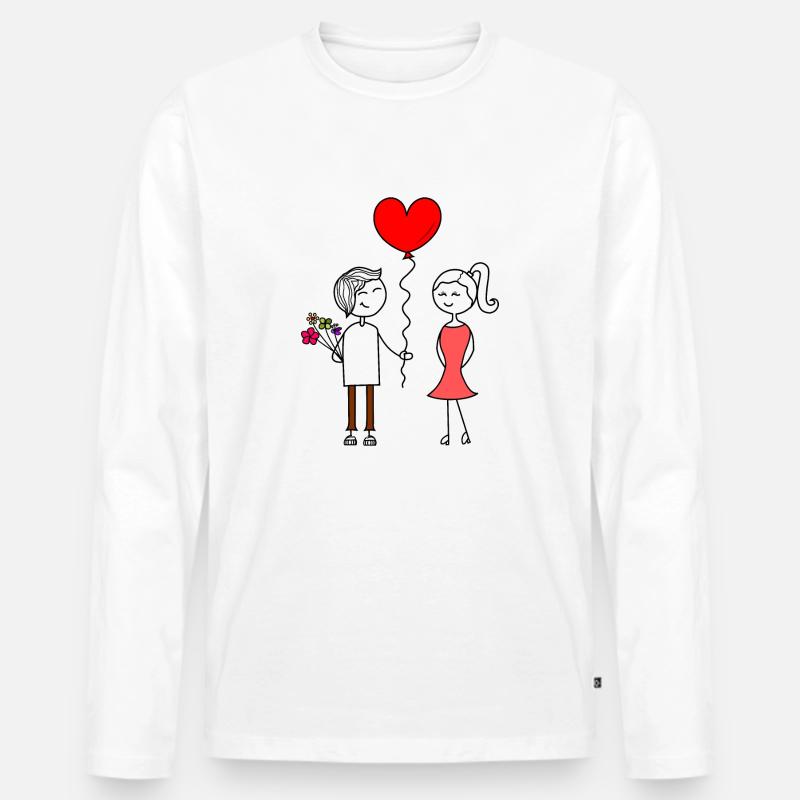 Valentinstag Schatz - Männer Premium Bio Langarmshirt - Weiß