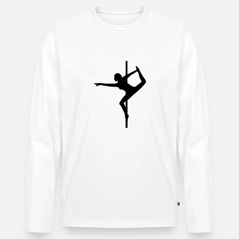 Pole Dance Pole - Männer Premium Bio Langarmshirt - Weiß