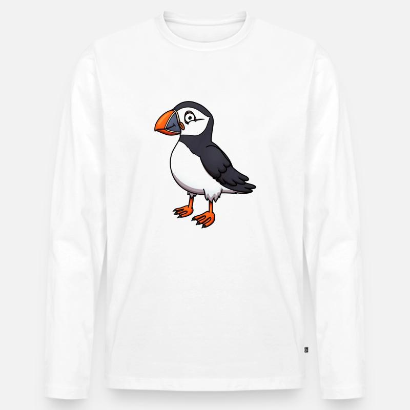 Süßer Papageientaucher - Männer Premium Bio Langarmshirt - Weiß