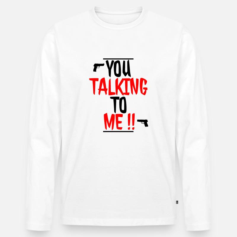 Du sprichst mit mir - Männer Premium Bio Langarmshirt - Weiß