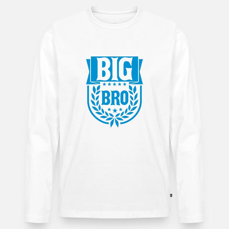 Text Big Bro Logo - Männer Premium Bio Langarmshirt - Weiß