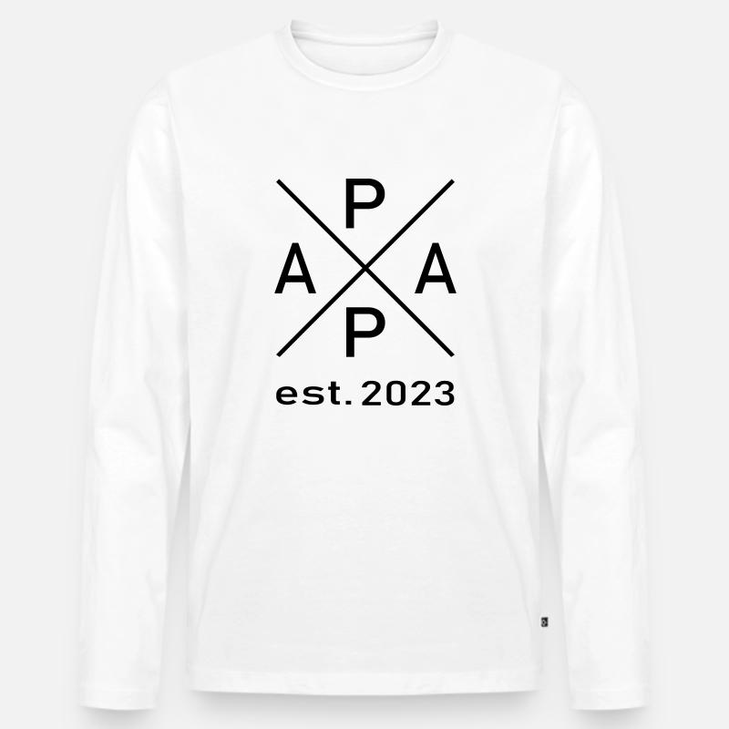 Papa est. 2023 - Männer Premium Bio Langarmshirt - Weiß