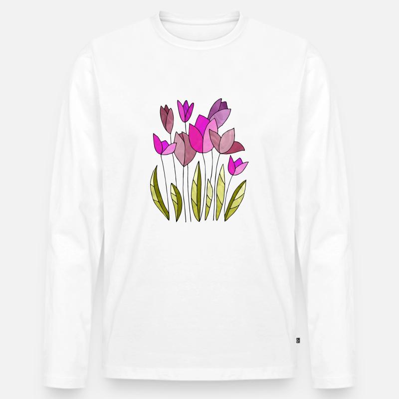 Blumen - Männer Premium Bio Langarmshirt - Weiß