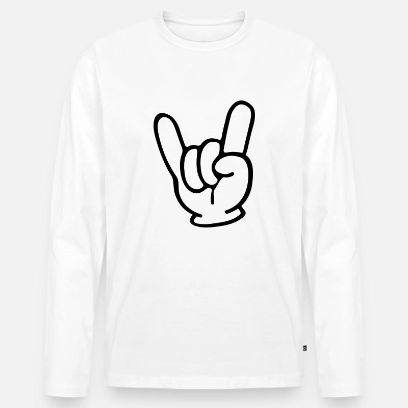 Rock Hand - Männer Premium Bio Langarmshirt - Weiß