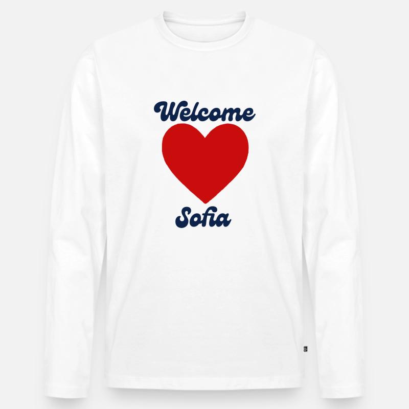 Sofia willkommen - Männer Premium Bio Langarmshirt - Weiß