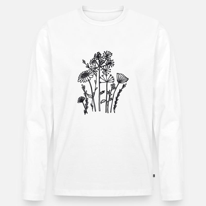 trockenblumen schwarz - Männer Premium Bio Langarmshirt - Weiß