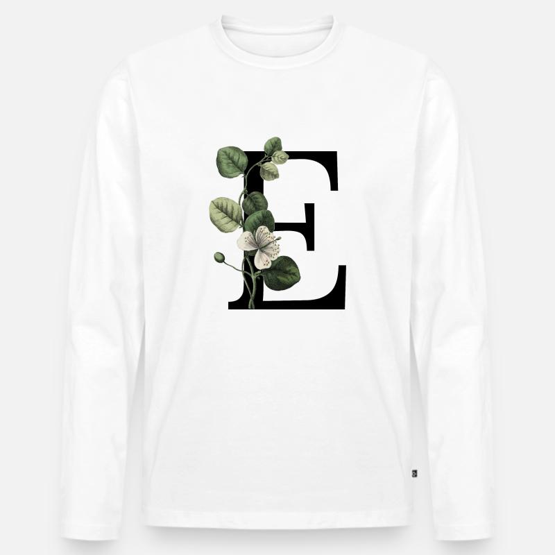 Grüner botanischer Buchstabe E - Männer Premium Bio Langarmshirt - Weiß