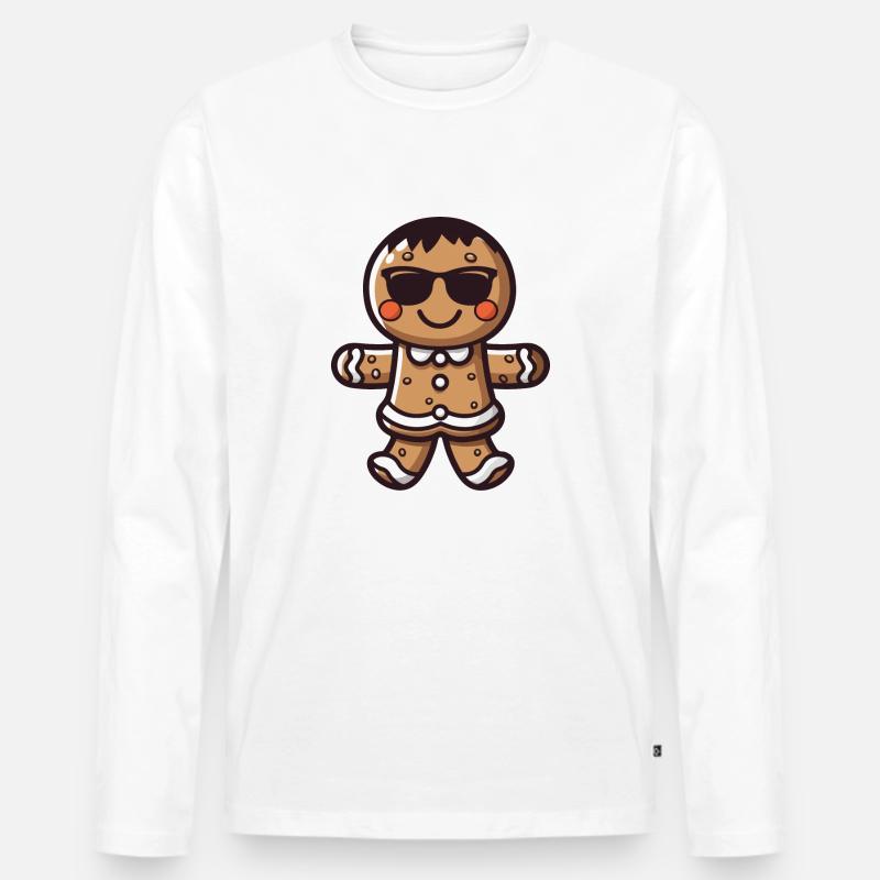 lebkuchenmann sonnenbrille - Männer Premium Bio Langarmshirt - Weiß