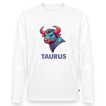 stier cartoon - Männer Premium Bio Langarmshirt - Weiß - Vorne - Nico (187cm)