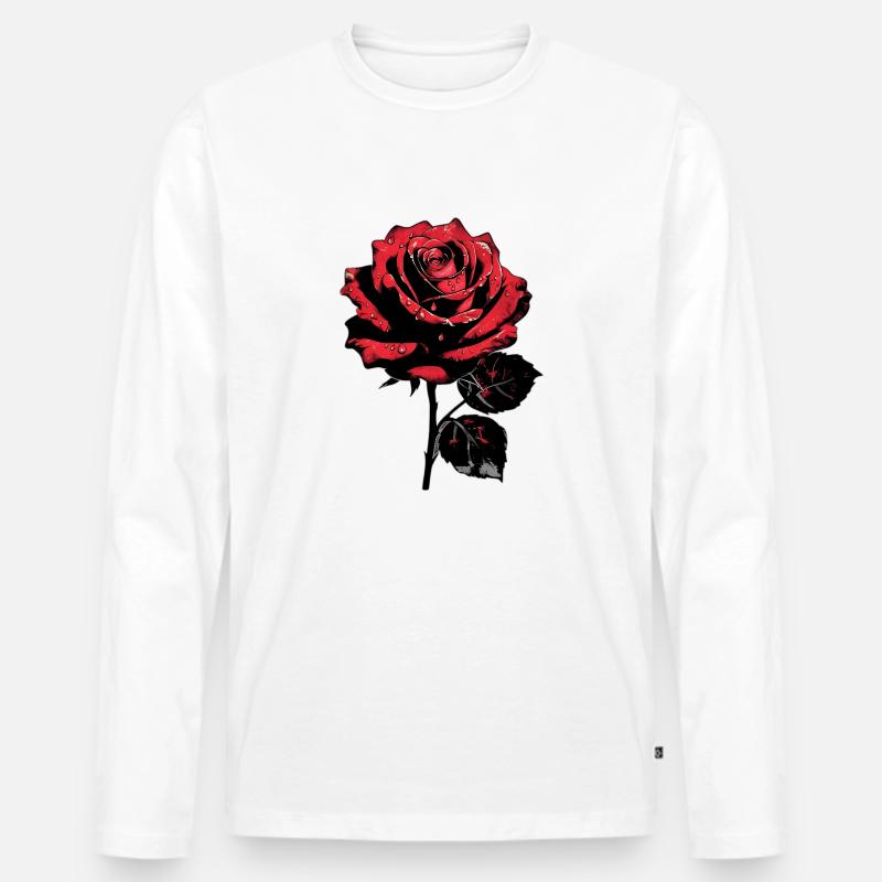 Rose - Männer Premium Bio Langarmshirt - Weiß