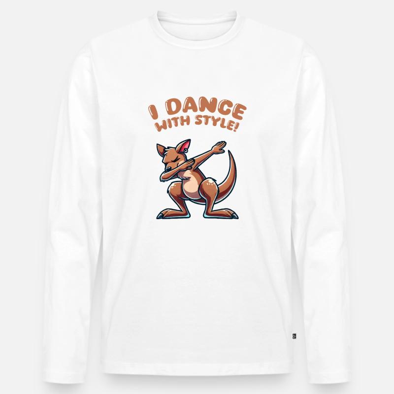 Kangaroo Dabbing - Männer Premium Bio Langarmshirt - Weiß