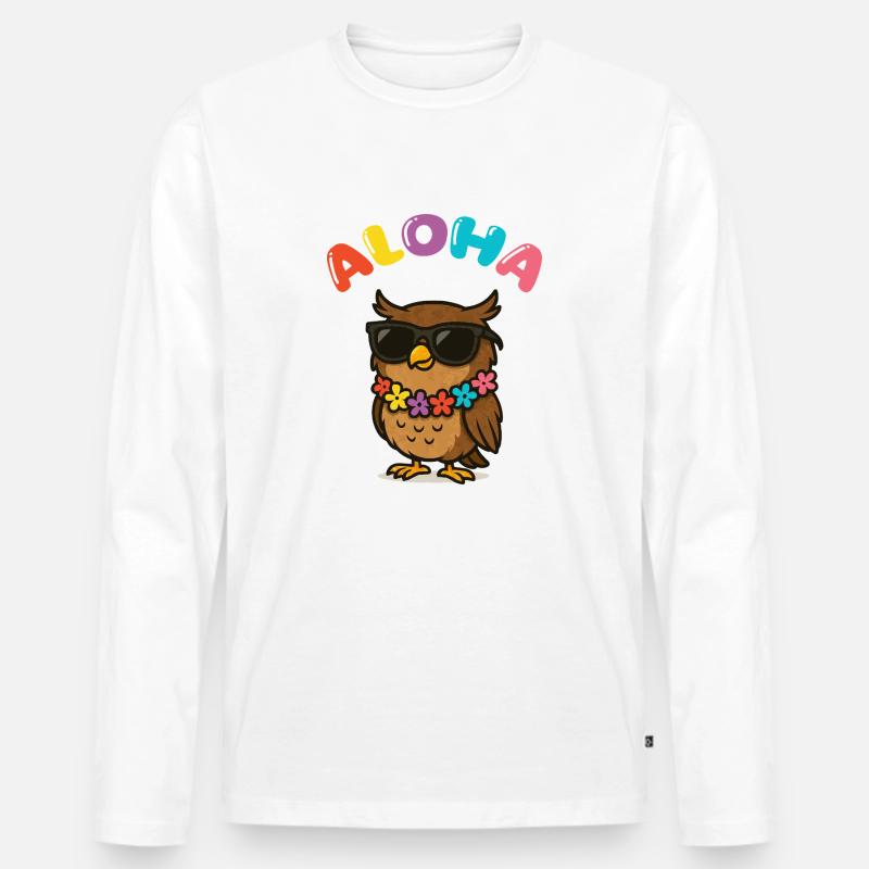eule sonnenbrille aloha - Männer Premium Bio Langarmshirt - Weiß