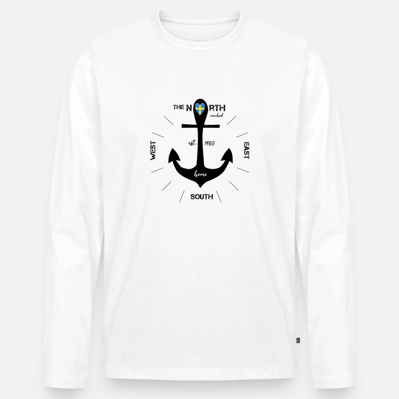 Anker Schweden schwarz - Männer Premium Bio Langarmshirt - Weiß