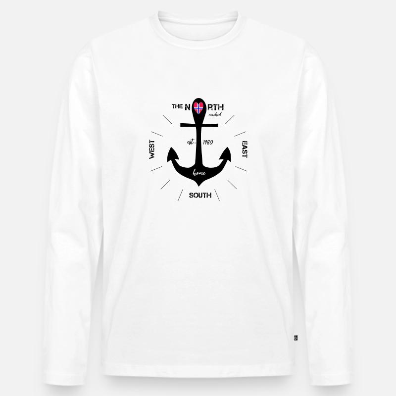 Anker Norwegen schwarz - Männer Premium Bio Langarmshirt - Weiß