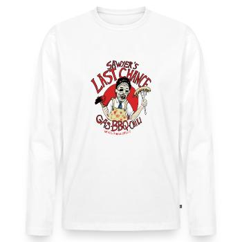sawyer's bbq - Men's Premium Organic Long Sleeve Shirt - white - Front - Nico (187cm)