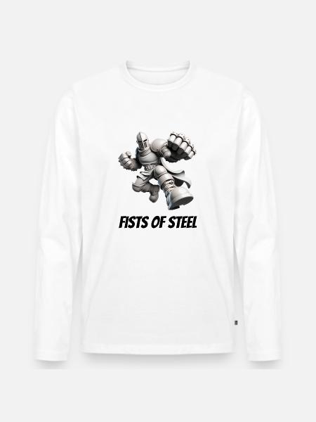 Fists of Steel - Men's Premium Organic Long Sleeve Shirt - white