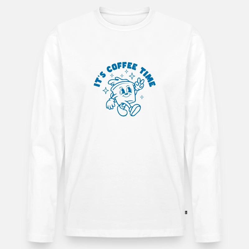 Kaffee und gute laune - Männer Premium Bio Langarmshirt - Weiß